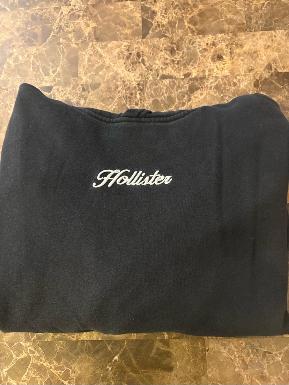 Hollister Black Crewneck Sweatshirt with White Script Logo